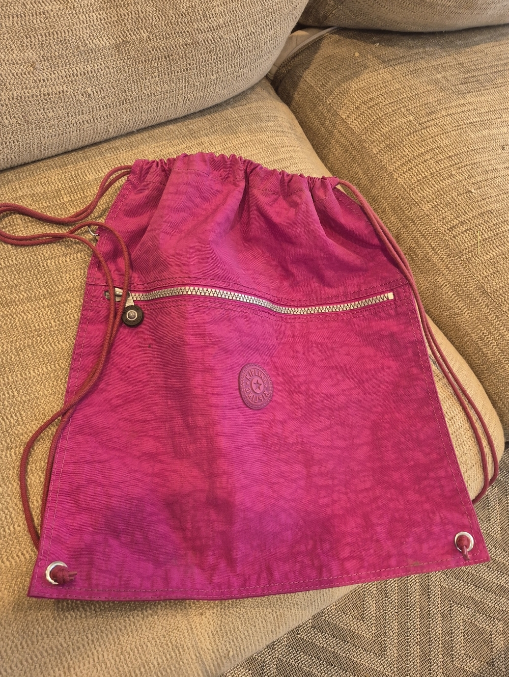 Kipling Fuchsia Drawstring Backpack